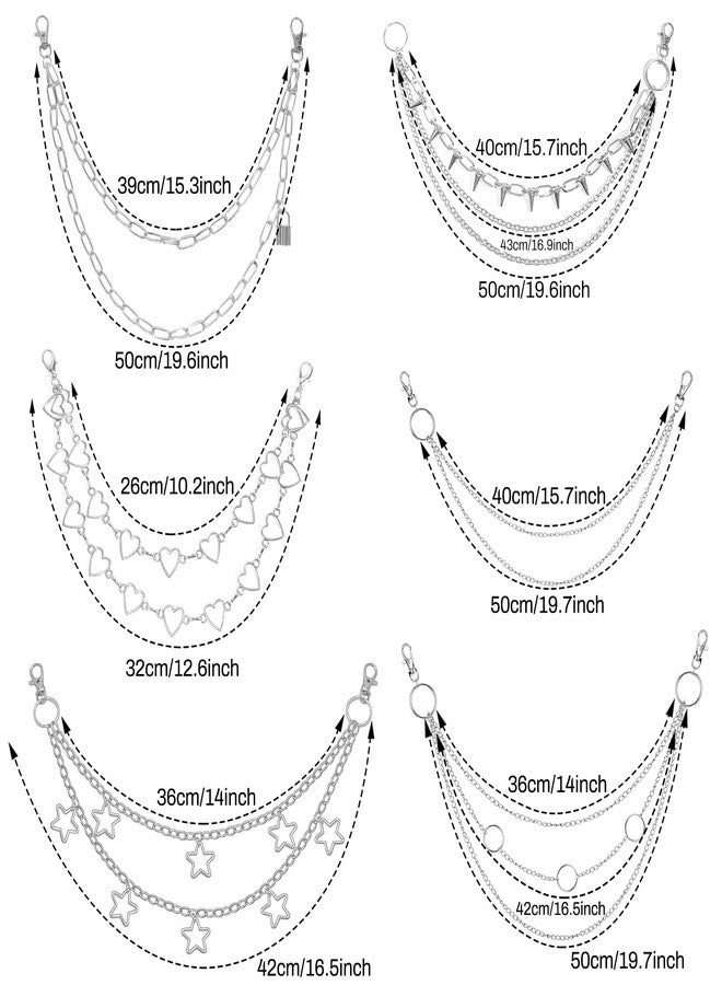 WYVAS Waist Chain Belt Jeans Pants Chain, Punk Pocket Chain HipHop Wallet Chain for Women Belly Chain Goth Accessories Y2K (Love Stars) - Image 2